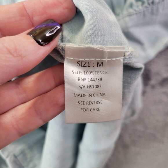 Ott Women’s Chambray Shirt Dress M Blue Tencel Long Sleeve Button Front Casual‎ - Picture 10 of 12